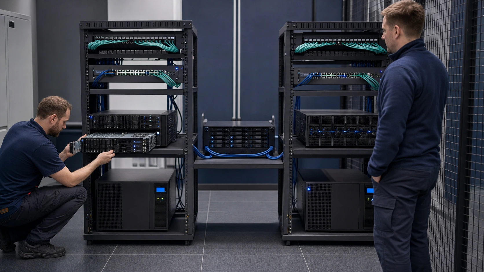 Placeholder: IT strokovnjak vzdržuje strežniško ali storage opremo pri naročniku
